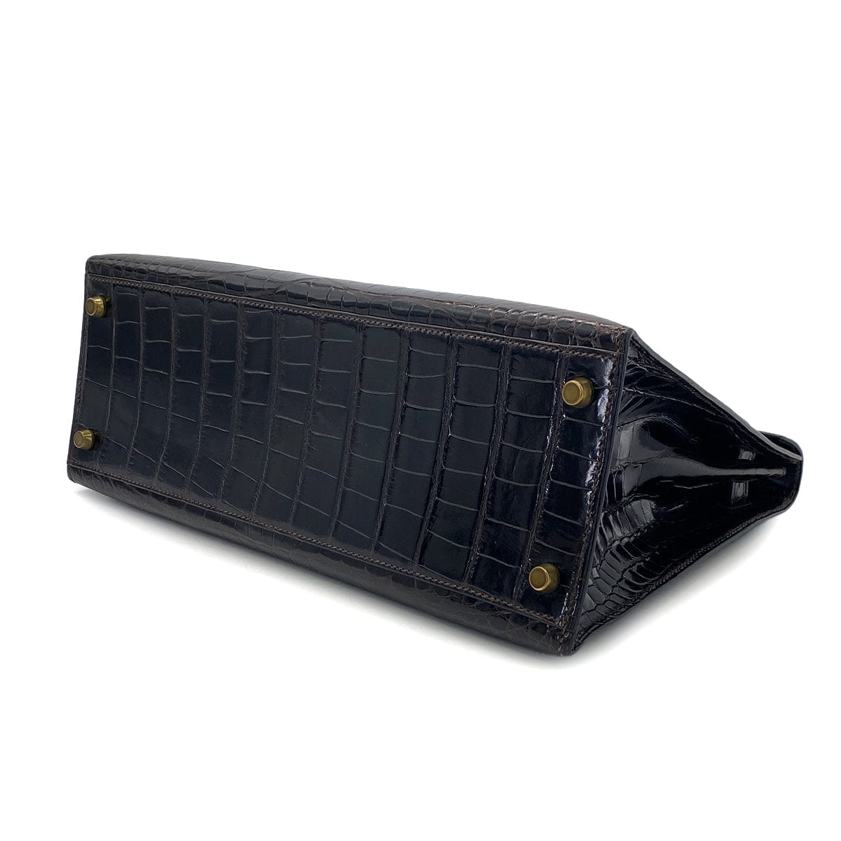 PURPOSE HERMES KELLY 32 SELLIER DARK BROWN ALLIGATOR HAND SHOULDER BAG 〇U GHW 90305113