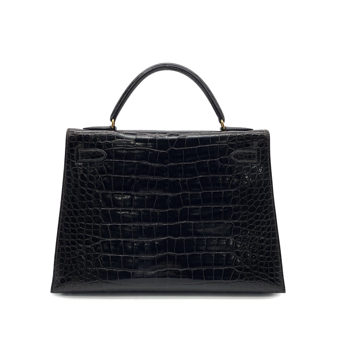 PURPOSE HERMES KELLY 32 SELLIER DARK BROWN ALLIGATOR HAND SHOULDER BAG 〇U GHW 90305113