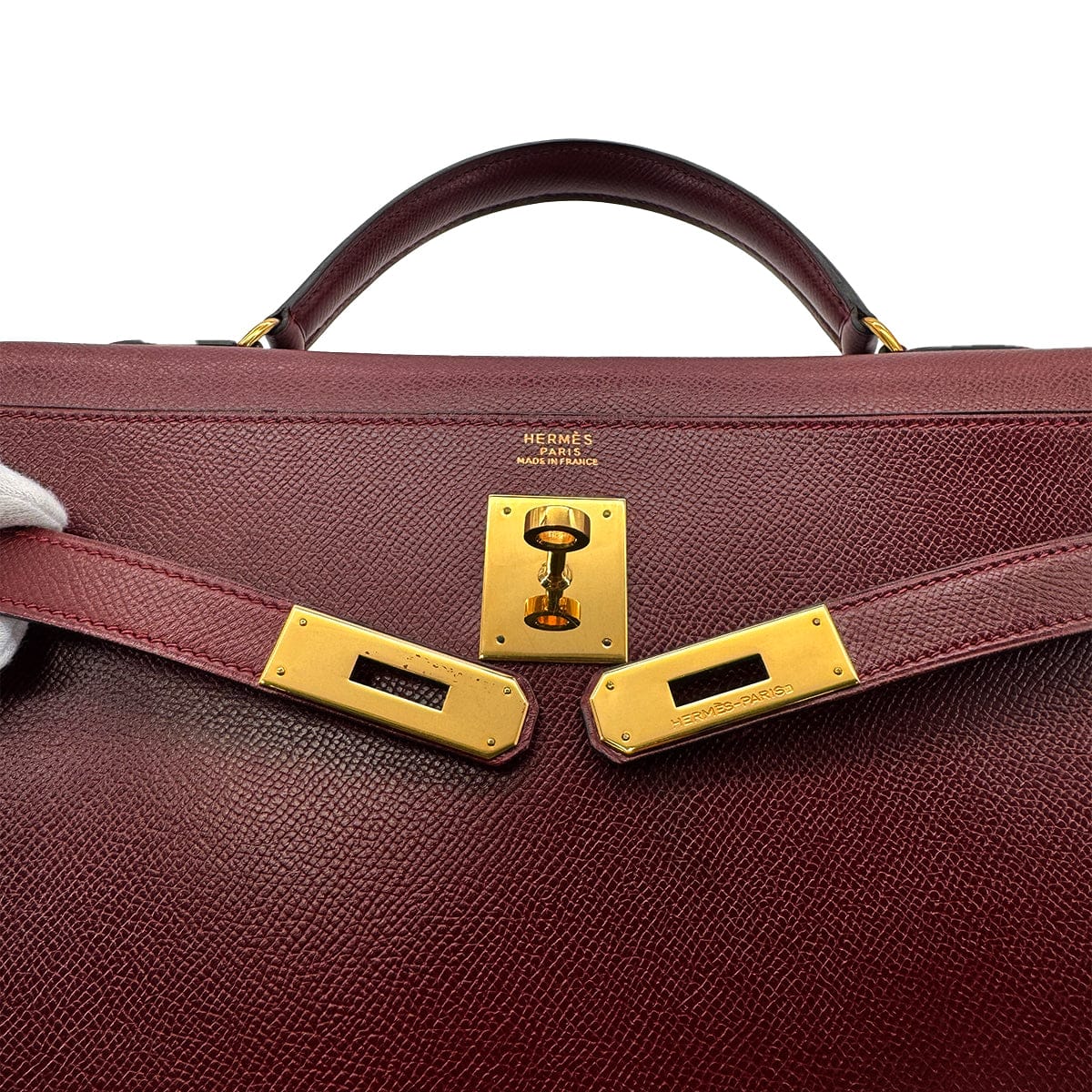 PURPOSE HERMES KELLY 32 SELLIER ROUGE H COUCHVEL HAND SHOULDER BAG 〇R GHW 90304698