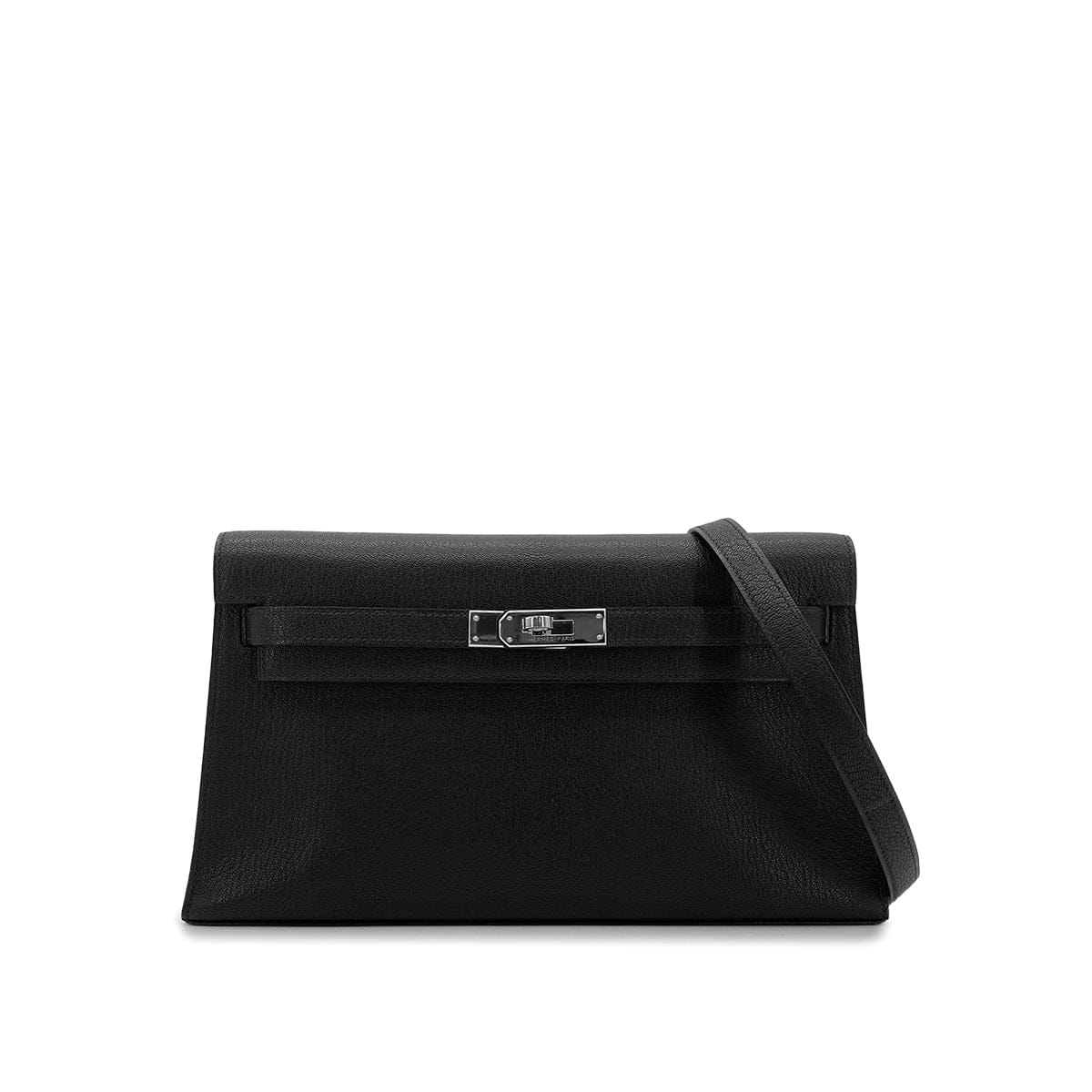 PURPOSE HERMES KELLY ELAN BLACK CHEVRE MYSORE CLUTCH SHOULDER BAG B PHW 90305111
