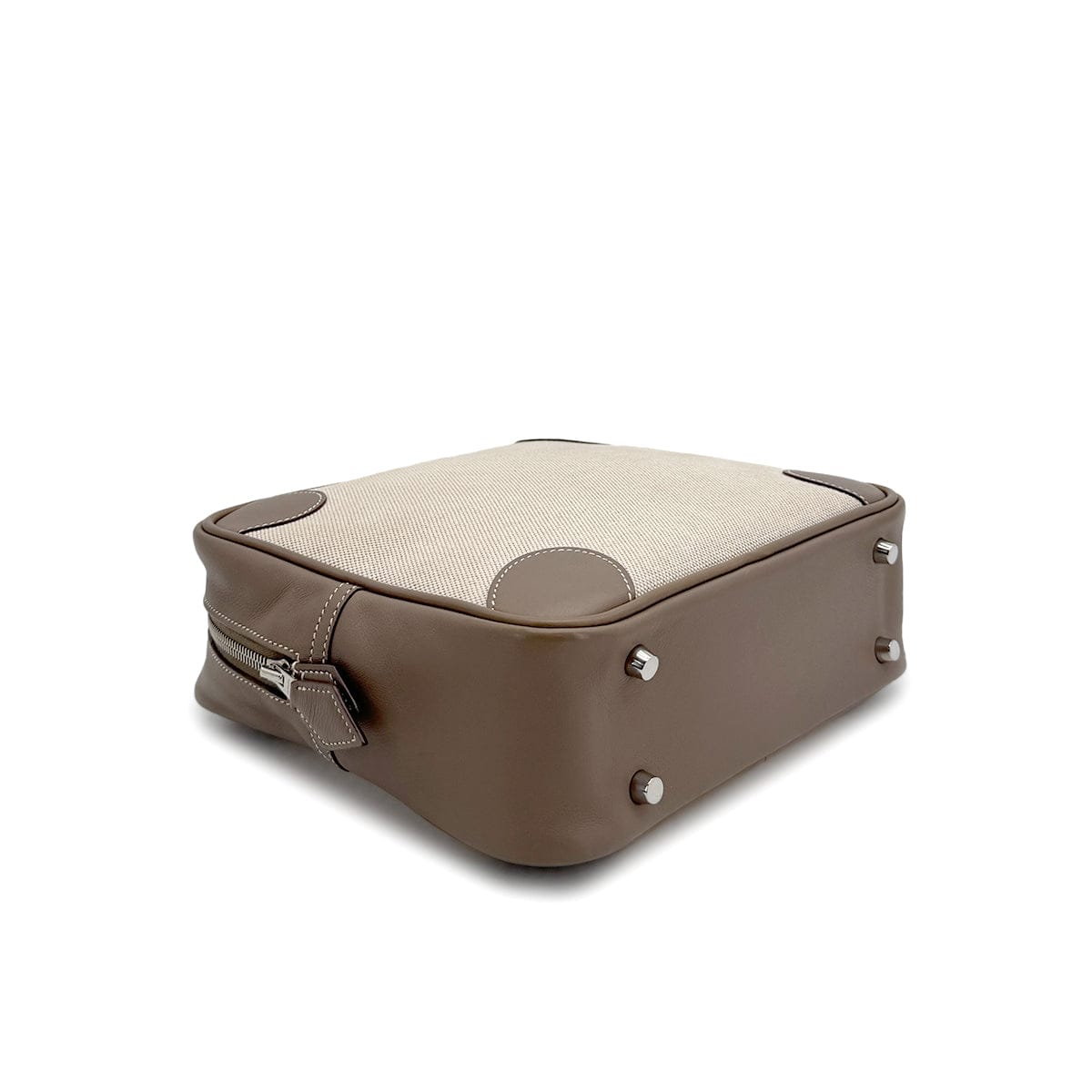 PURPOSE HERMES OMNIBUS PM ETOUPE TOILE H VEAU SWIFT HAND BAG □K PALLADIUM HARDWARE 90307371