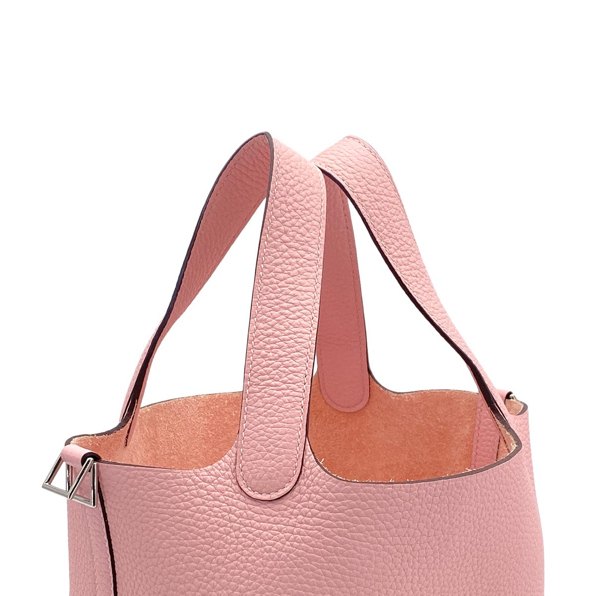 PURPOSE HERMES PICOTIN LOCK PM ROSE SAKURA TAURILLON CLEMENCE HAND BAG B PALLADIUM HARDWARE 90308380