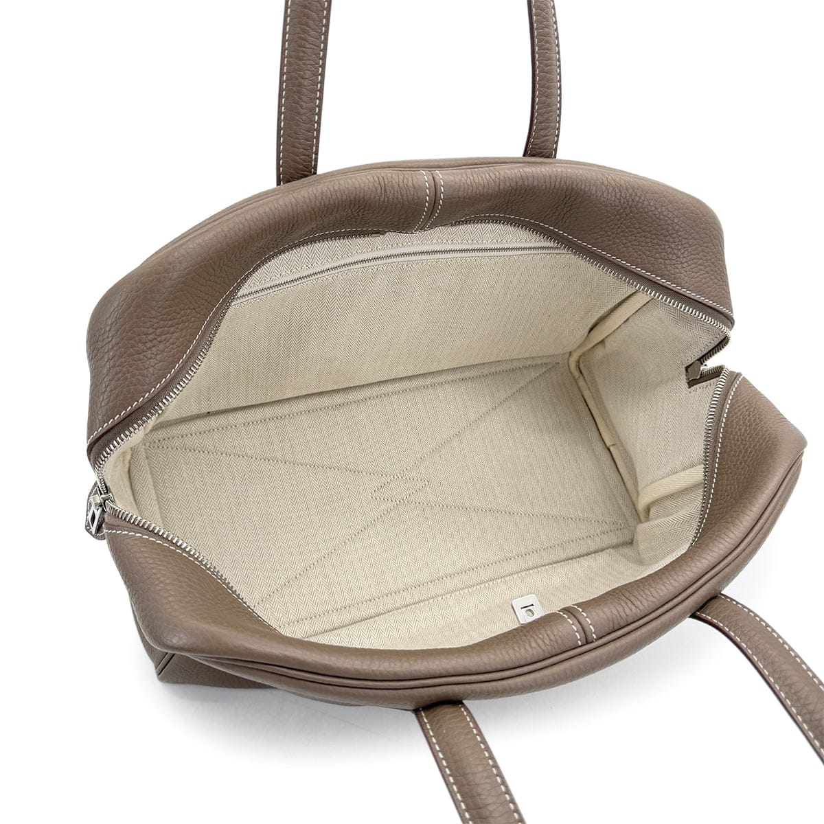 PURPOSE HERMES VICTORIA 2 FOURRE TOUT 35 ETOUPE TAURILLON CLEMENCE HAND BAG X PALLADIUM HARDWARE 90307830