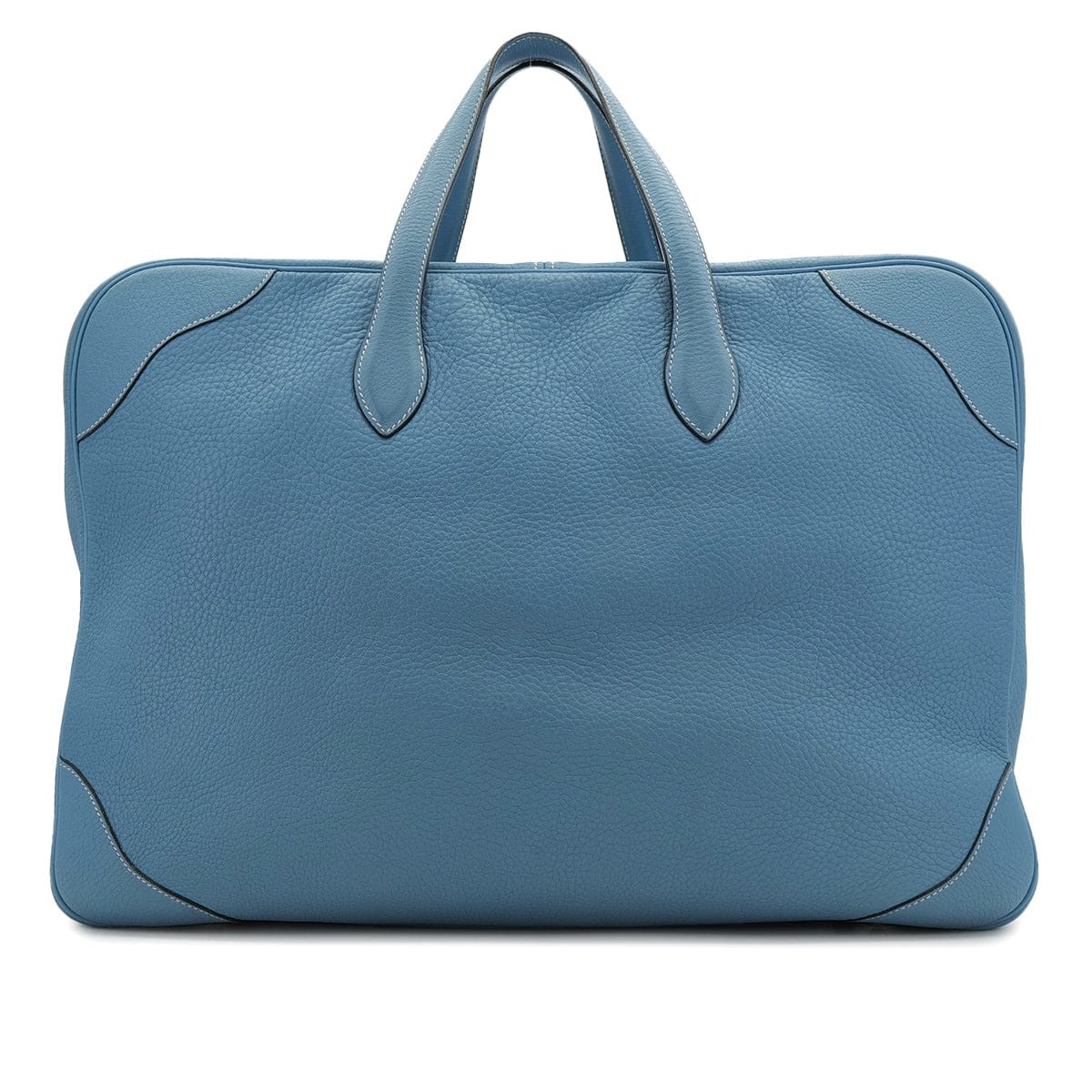 PURPOSE HERMES VICTORIA 50 BLUE JEAN TAURILLON CLEMENCE HAND BAG □C PALLADIUM HARDWARE 90310303