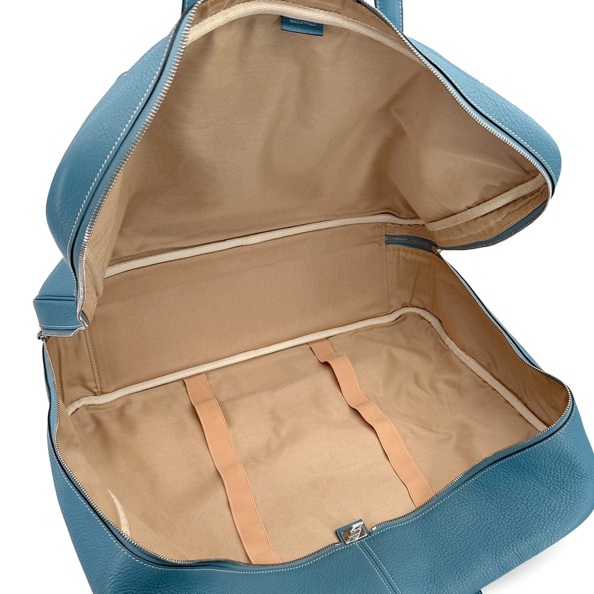 PURPOSE HERMES VICTORIA 50 BLUE JEAN TAURILLON CLEMENCE HAND BAG □C PALLADIUM HARDWARE 90310303