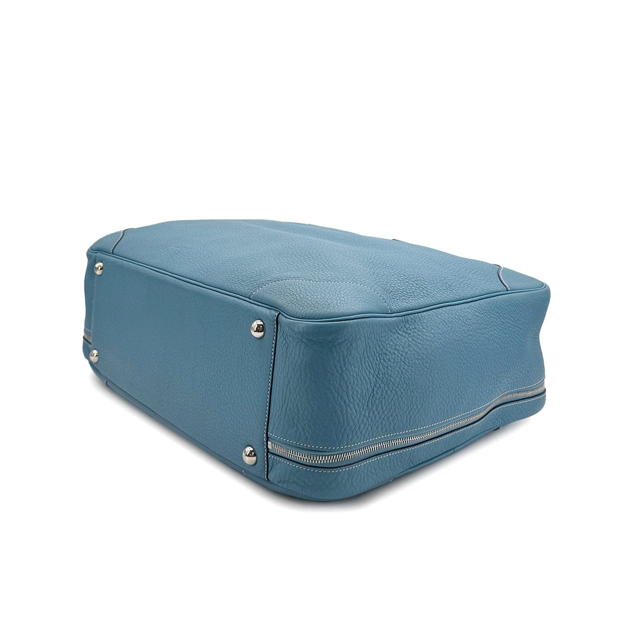 PURPOSE HERMES VICTORIA 50 BLUE JEAN TAURILLON CLEMENCE HAND BAG □C PALLADIUM HARDWARE 90310303