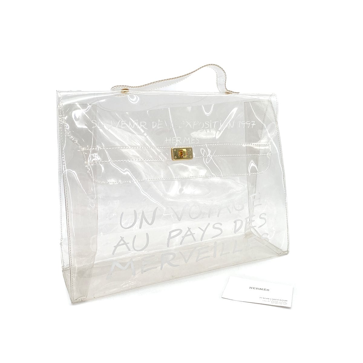 PURPOSE HERMES VINYL KELLY SOUVENIR DE L' EXPOSITION 1997 CLEAR HAND BAG GOLD HARDWARE 90318291