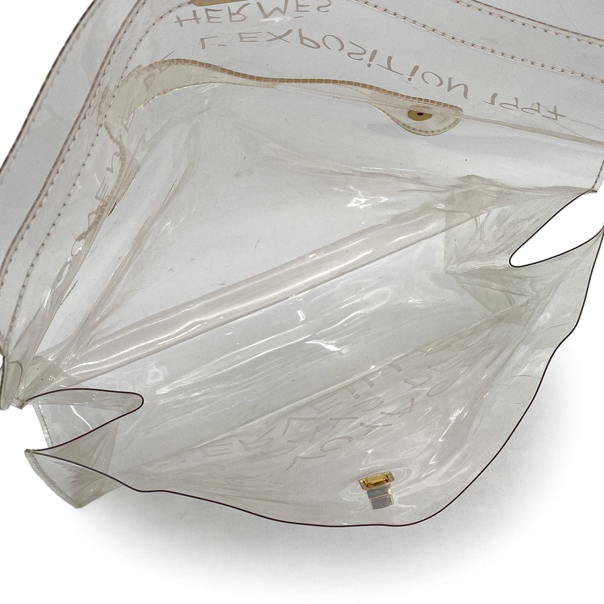 PURPOSE HERMES VINYL KELLY SOUVENIR DE L' EXPOSITION 1997 CLEAR HAND BAG GOLD HARDWARE 90327403