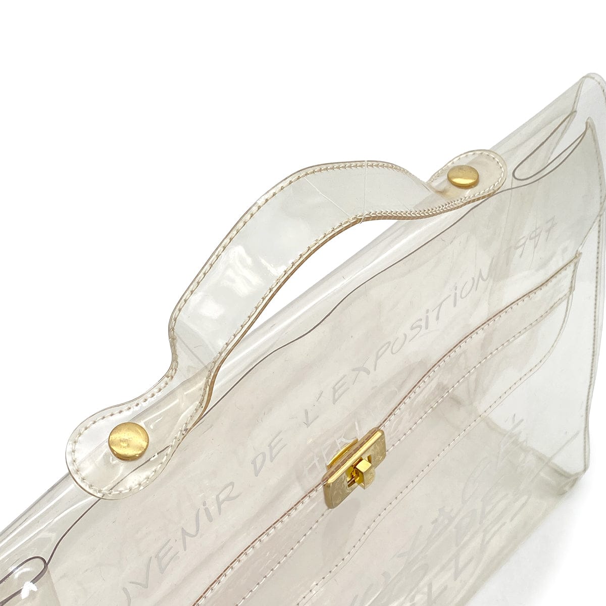 PURPOSE HERMES VINYL KELLY SOUVENIR DE L' EXPOSITION 1997 CLEAR HAND BAG GOLD HARDWARE 90327403