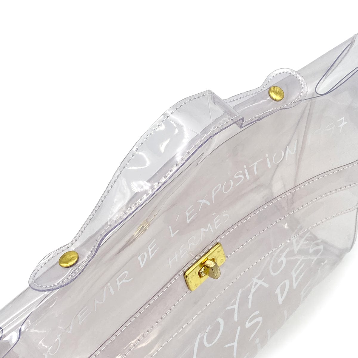 PURPOSE HERMES VINYL KELLY SOUVENIR DE L' EXPOSITION 1997 CLEAR HAND BAG GOLD HARDWARE 90327405