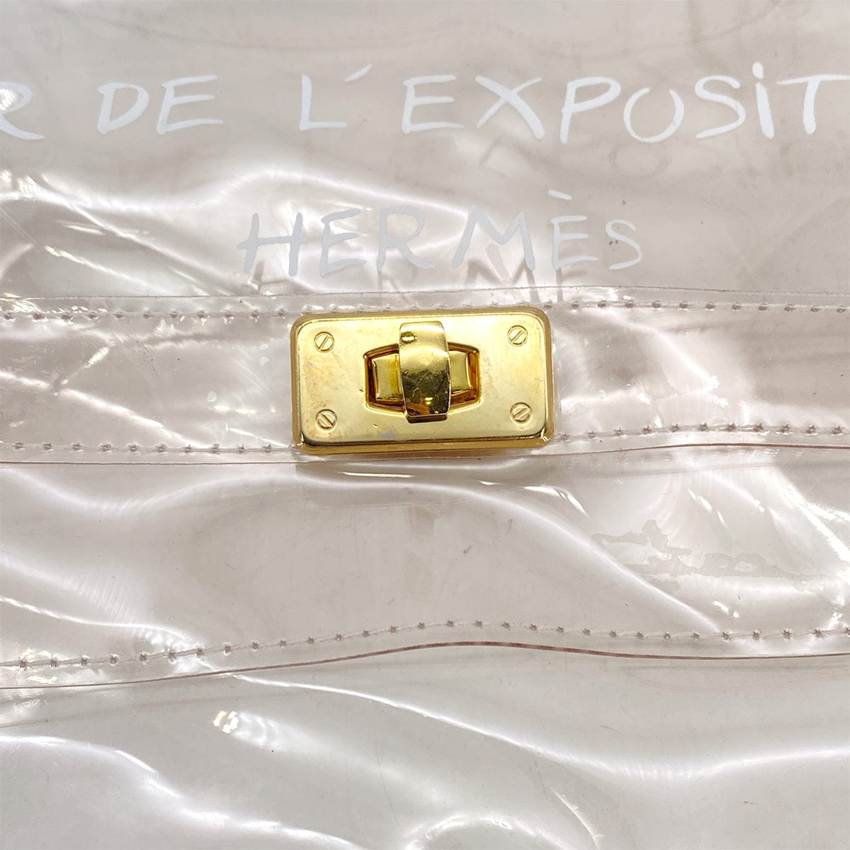 PURPOSE HERMES VINYL KELLY SOUVENIR DE L' EXPOSITION 1997 CLEAR HAND BAG GOLD HARDWARE 90327407