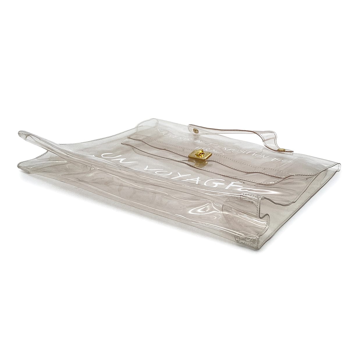 PURPOSE HERMES VINYL KELLY SOUVENIR DE L' EXPOSITION 1997 CLEAR HAND BAG GOLD HARDWARE 90327407