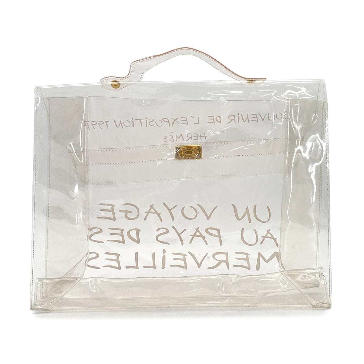 PURPOSE HERMES VINYL KELLY SOUVENIR DE L' EXPOSITION 1997 CLEAR HAND BAG GOLD HARDWARE 90327407