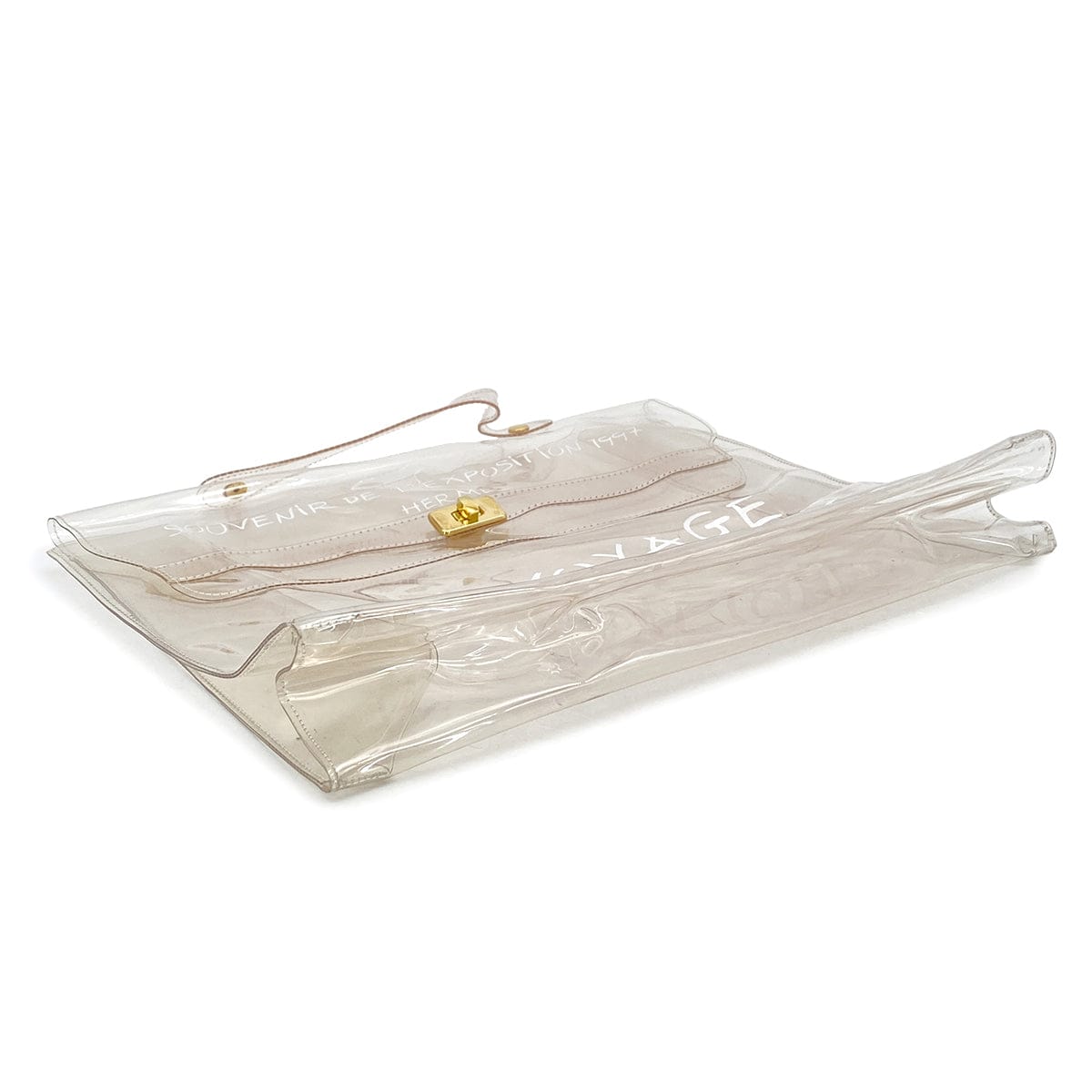 PURPOSE HERMES VINYL KELLY SOUVENIR DE L' EXPOSITION 1997 CLEAR HAND BAG GOLD HARDWARE 90327407