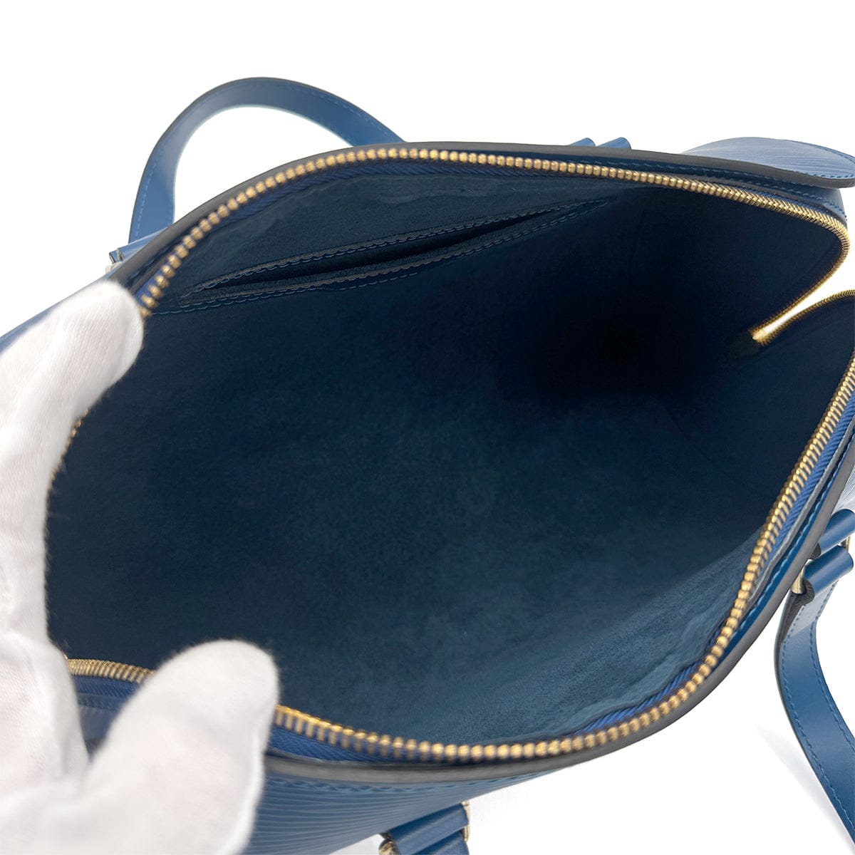PURPOSE LOUIS VUITTON EPI SOUFFLOT HAND BAG LEATHER TOLEDO BLUE M52225 90315880