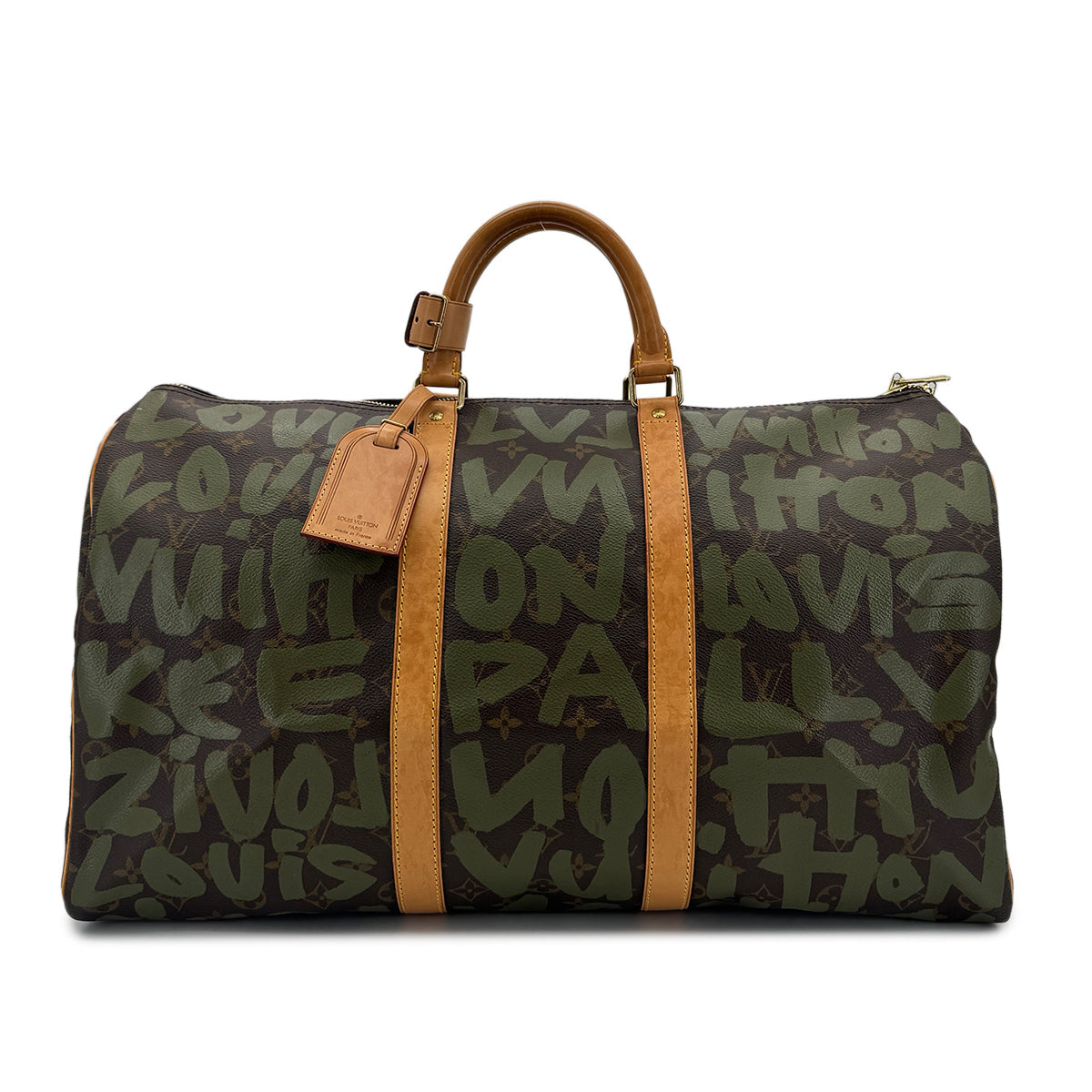 PURPOSE LOUIS VUITTON MONOGRAM GRAFFITI KEEPALL 50 HAND BAG BROWN GREEN M92196 90298329