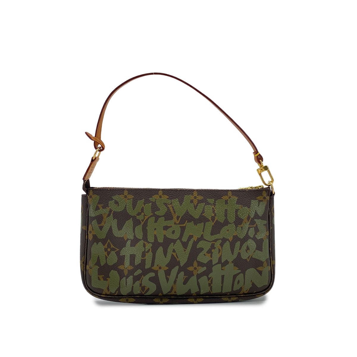 PURPOSE LOUIS VUITTON MONOGRAM GRAFFITI POCHETTE ACCESSOIRES HAND BAG BROWN GREEN M92191 90299295