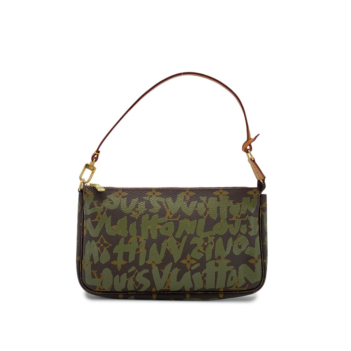 PURPOSE LOUIS VUITTON MONOGRAM GRAFFITI POCHETTE ACCESSOIRES HAND BAG BROWN GREEN M92191 90299295