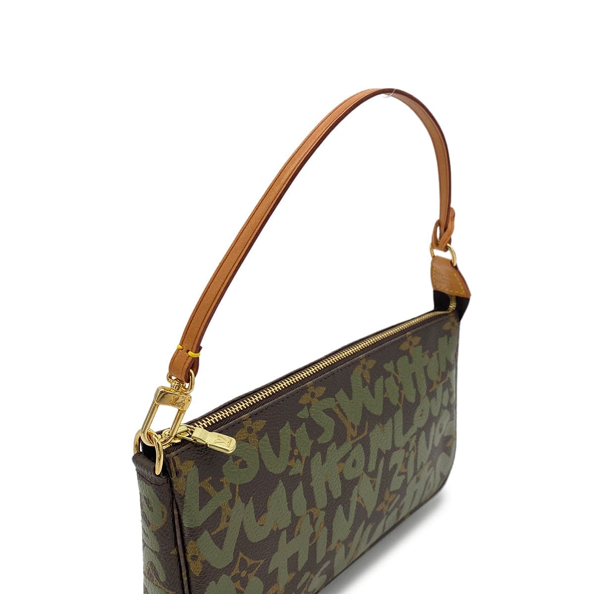 PURPOSE LOUIS VUITTON MONOGRAM GRAFFITI POCHETTE ACCESSOIRES HAND BAG BROWN GREEN M92191 90299295