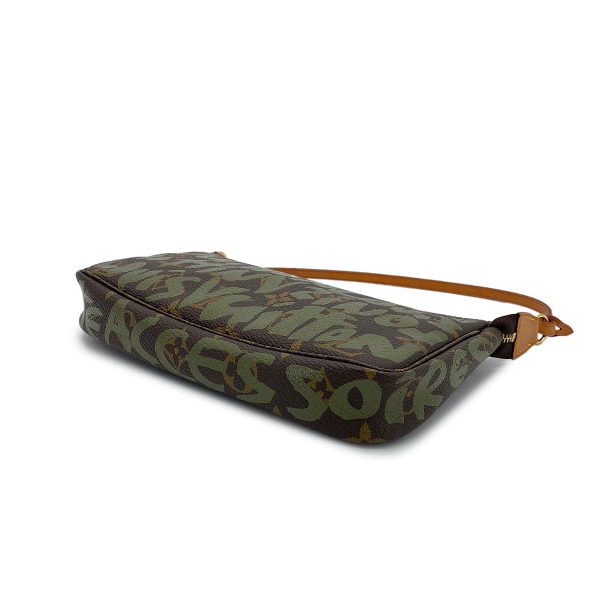 PURPOSE LOUIS VUITTON MONOGRAM GRAFFITI POCHETTE ACCESSOIRES HAND BAG BROWN GREEN M92191 90299295