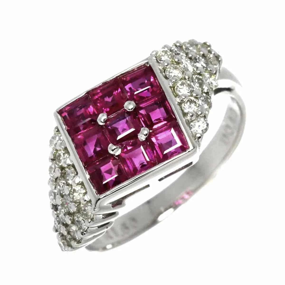 PURPOSE Ruby 1.60ct Diamond 0.40ct Ring 18K WG size5.75-6(US) 90273513