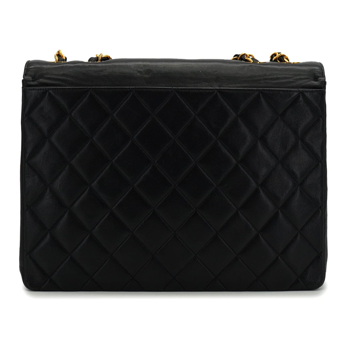 PURPOSE VINTAGE CHANEL BIG COCO CHAIN SHOULDER BAG BLACK LAMB SKIN GOLD HARDWARE 90327079