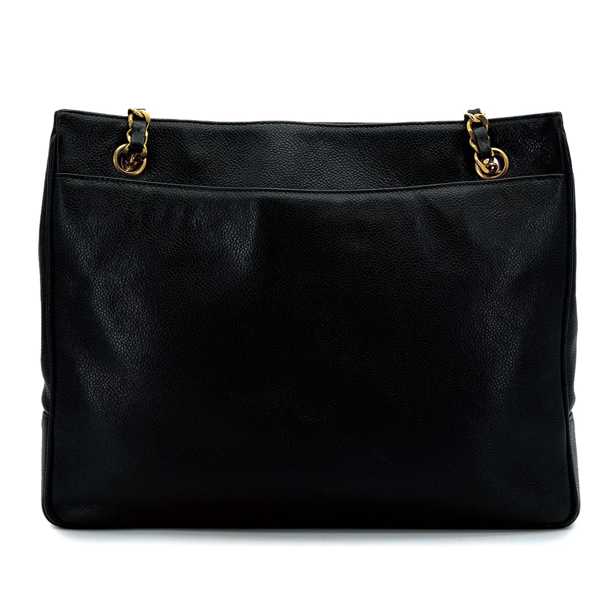 PURPOSE VINTAGE CHANEL BIG COCO CHAIN TOTE BAG BLACK LAMB SKIN GOLD HARDWARE 90317006