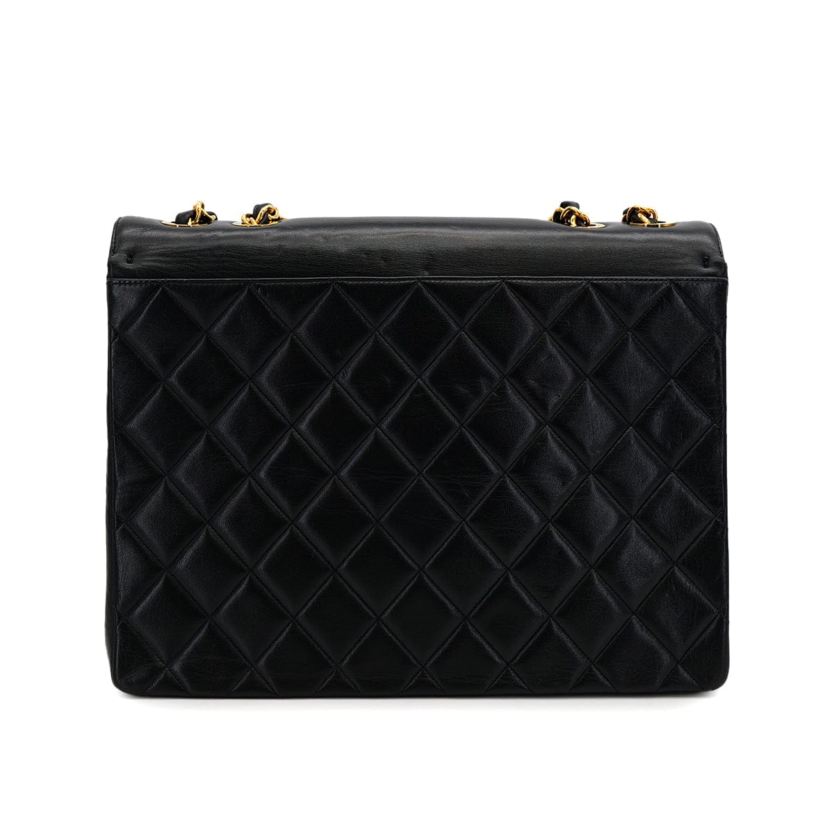 PURPOSE VINTAGE CHANEL BIG COCO MATELASSE CHAIN SHOULDER BAG BLACK LAMB SKIN GOLD HARDWARE 90317852