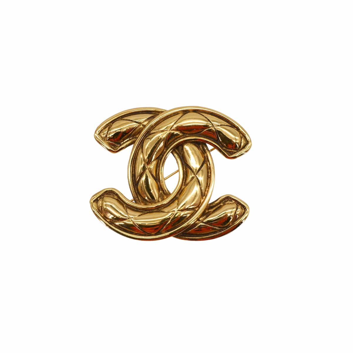 PURPOSE VINTAGE CHANEL BROOCH MATELASSE COCOMARK GOLD ACCESSORY 90321143
