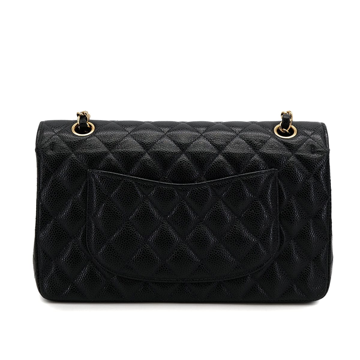 PURPOSE VINTAGE CHANEL CLASSIC FLAP MEDIUM CHAIN SHOULDER BAG BLACK CAVIAR SKIN GOLD HARDWARE 90318758