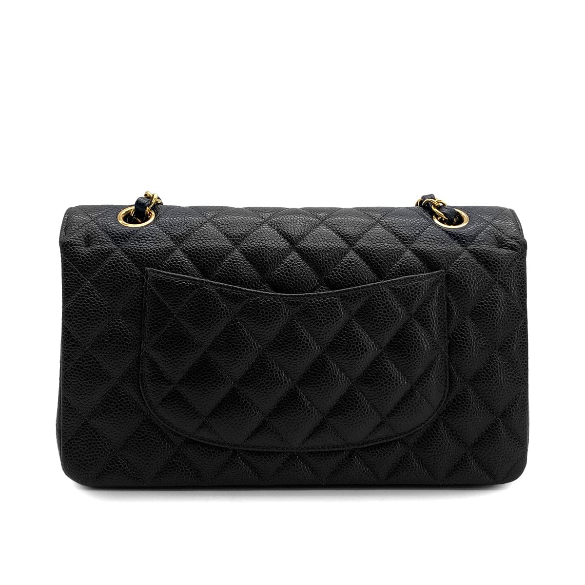 PURPOSE VINTAGE CHANEL CLASSIC FLAP MEDIUM CHAIN SHOULDER BAG BLACK CAVIAR SKIN GOLD HARDWARE 90327992
