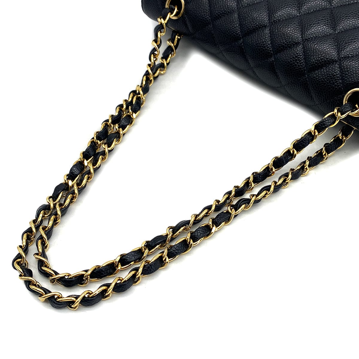 PURPOSE VINTAGE CHANEL CLASSIC FLAP MEDIUM CHAIN SHOULDER BAG BLACK CAVIAR SKIN GOLD HARDWARE 90327992