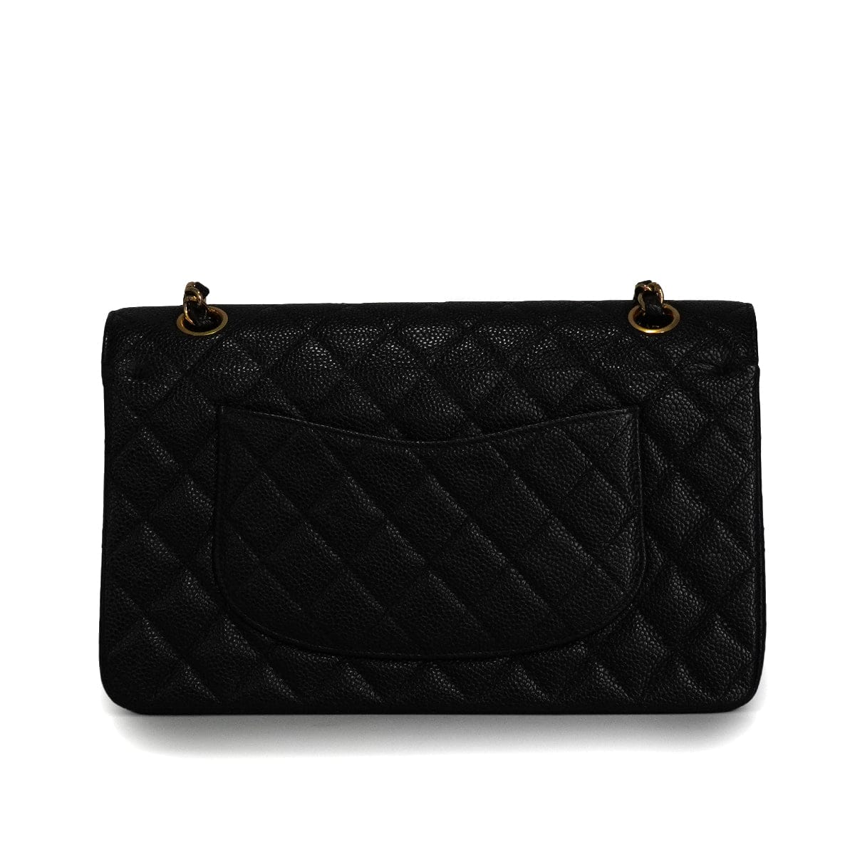 PURPOSE VINTAGE CHANEL CLASSIC FLAP MEDIUM CHAIN SHOULDER BAG BLACK CAVIAR SKIN GOLD HARDWARE 90341880