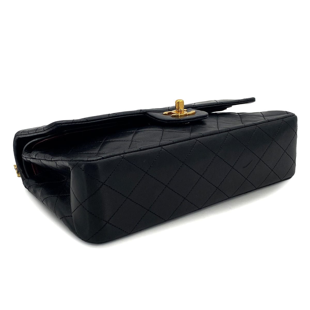 PURPOSE VINTAGE CHANEL CLASSIC FLAP MEDIUM CHAIN SHOULDER BAG BLACK LAMB SKIN GOLD HARDWARE 90324635