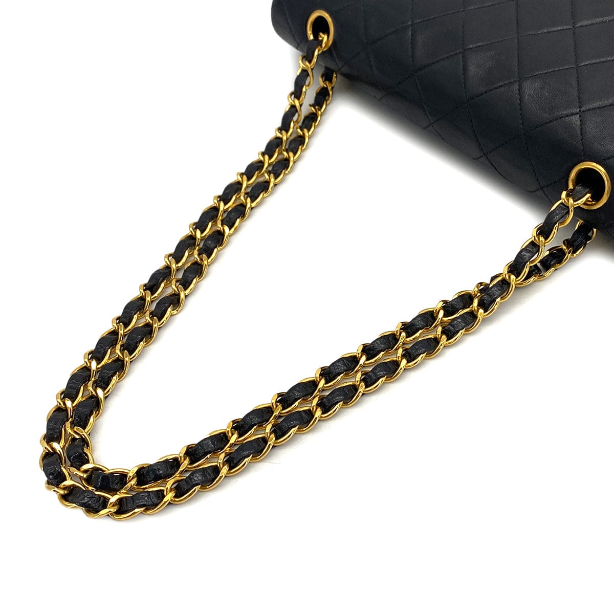 PURPOSE VINTAGE CHANEL CLASSIC FLAP MEDIUM CHAIN SHOULDER BAG BLACK LAMB SKIN GOLD HARDWARE 90325600