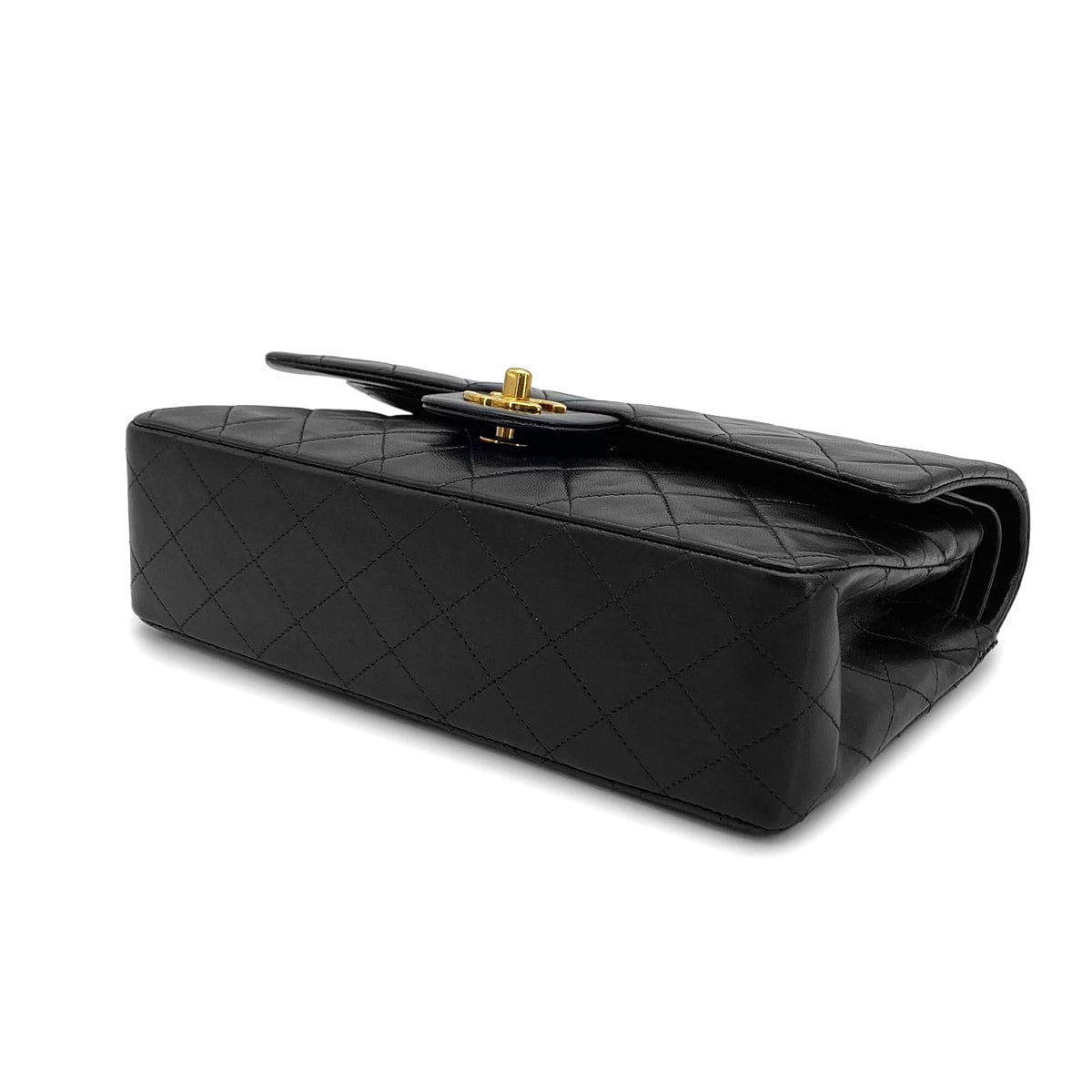 PURPOSE VINTAGE CHANEL CLASSIC FLAP MEDIUM CHAIN SHOULDER BAG BLACK LAMB SKIN GOLD HARDWARE 90326659