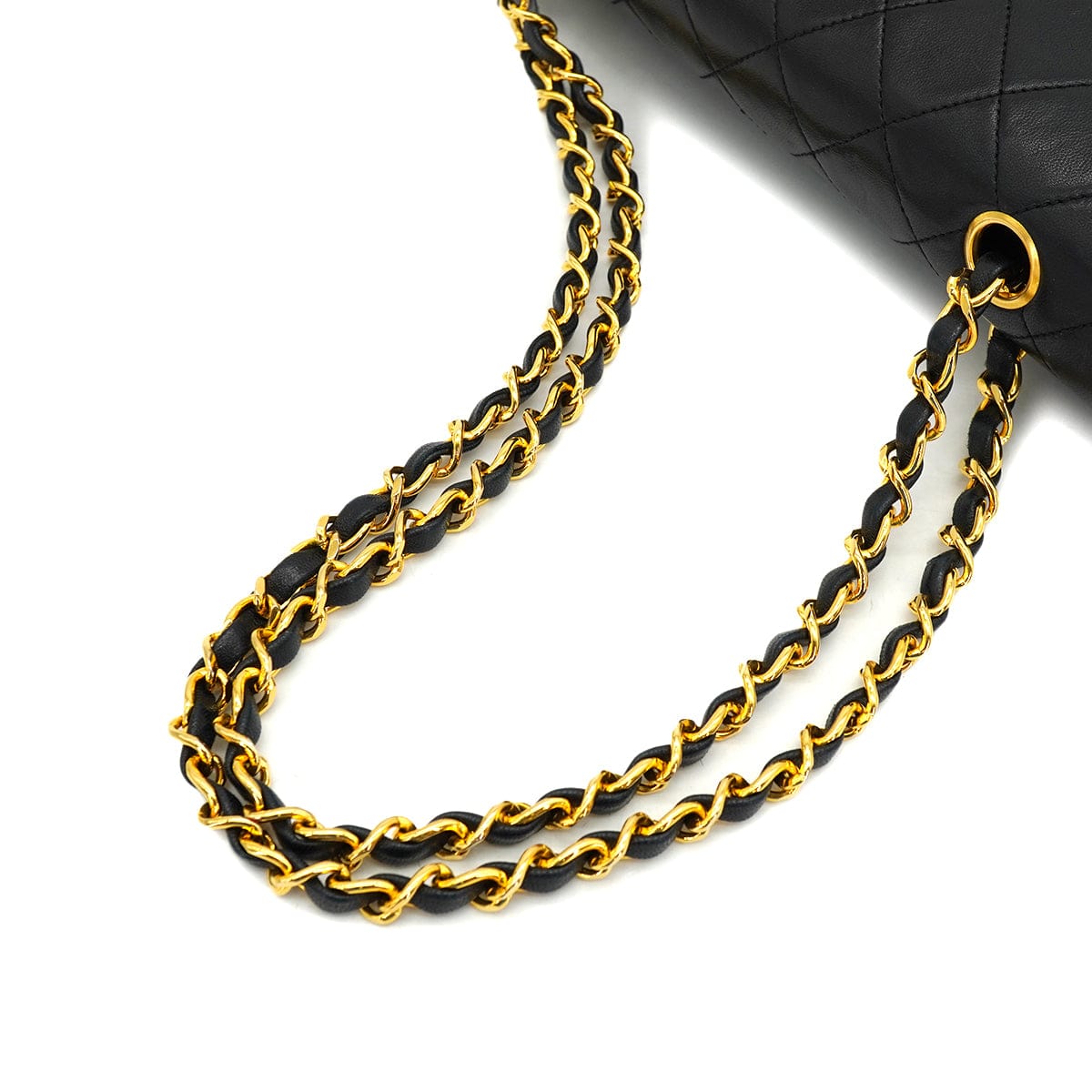 PURPOSE VINTAGE CHANEL CLASSIC FLAP MEDIUM CHAIN SHOULDER BAG BLACK LAMB SKIN GOLD HARDWARE 90327056