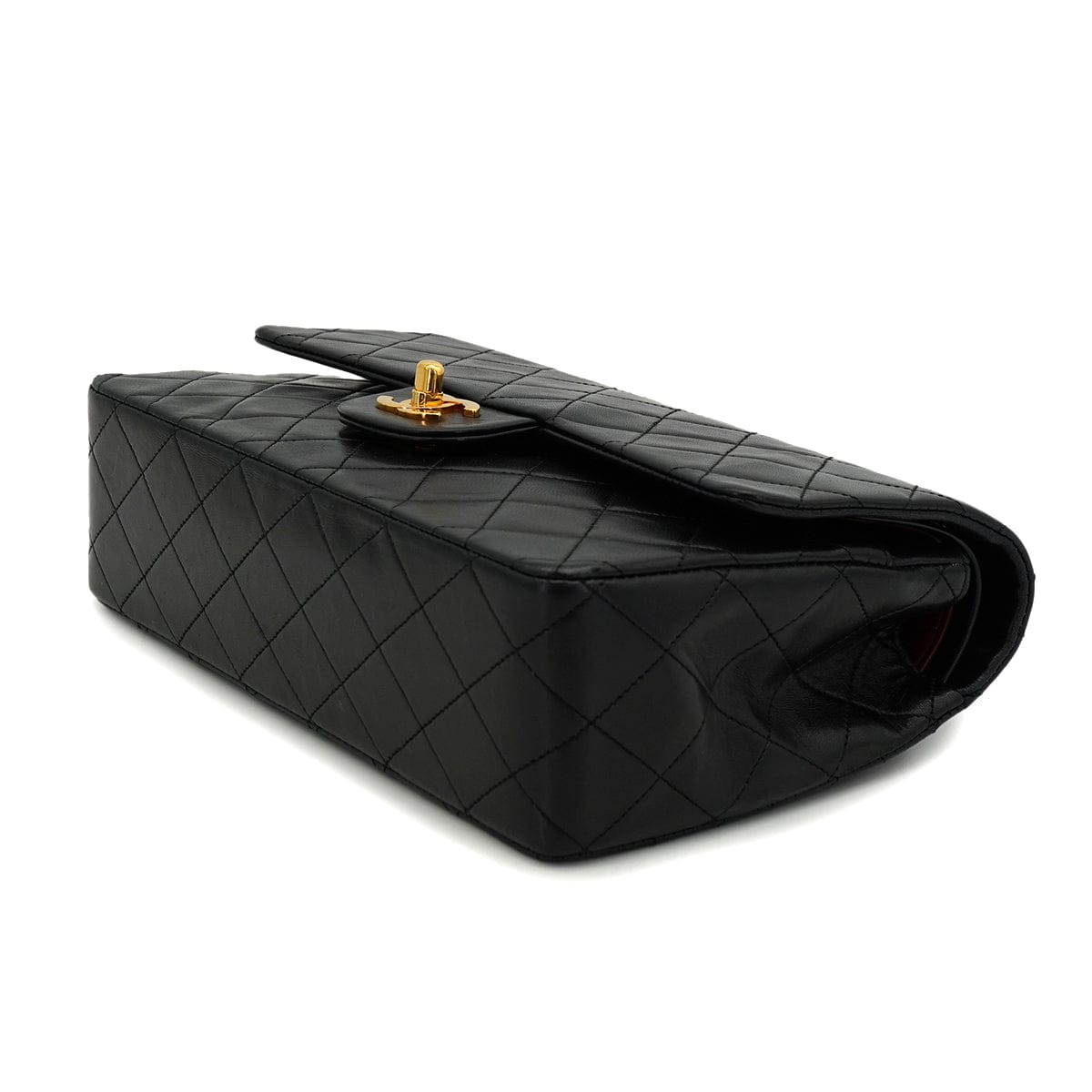 PURPOSE VINTAGE CHANEL CLASSIC FLAP MEDIUM CHAIN SHOULDER BAG BLACK LAMB SKIN GOLD HARDWARE 90327056
