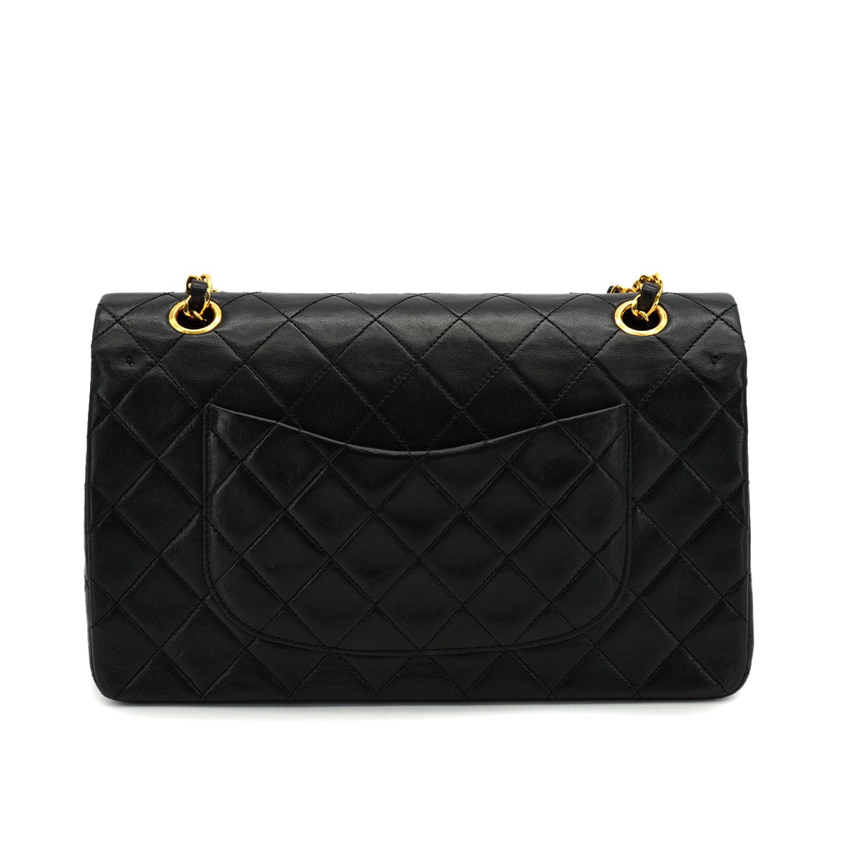 PURPOSE VINTAGE CHANEL CLASSIC FLAP MEDIUM CHAIN SHOULDER BAG BLACK LAMB SKIN GOLD HARDWARE 90327056