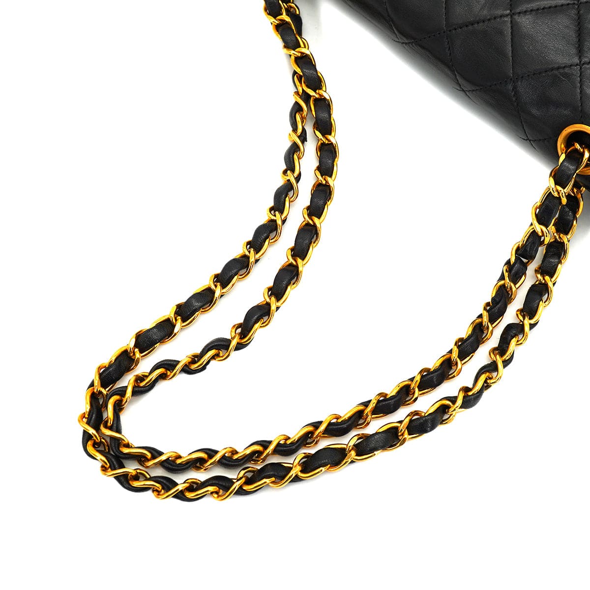 PURPOSE VINTAGE CHANEL CLASSIC FLAP MEDIUM CHAIN SHOULDER BAG BLACK LAMB SKIN GOLD HARDWARE 90327088