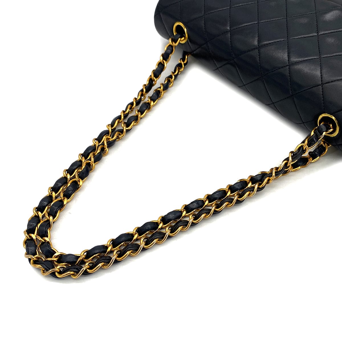 PURPOSE VINTAGE CHANEL CLASSIC FLAP MEDIUM CHAIN SHOULDER BAG BLACK LAMB SKIN GOLD HARDWARE 90327151