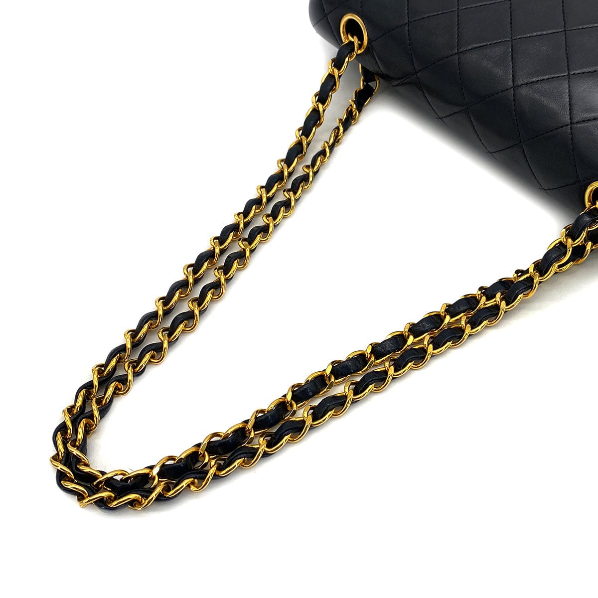 PURPOSE VINTAGE CHANEL CLASSIC FLAP SMALL CHAIN SHOULDER BAG BLACK LAMB SKIN GOLD HARDWARE 90322293