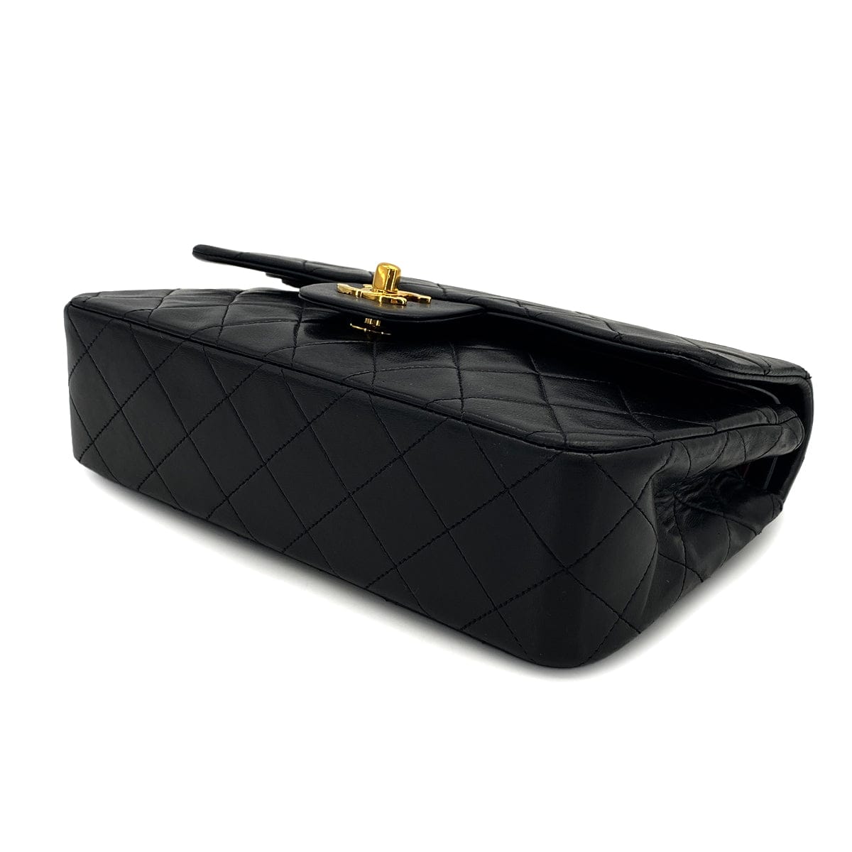 PURPOSE VINTAGE CHANEL CLASSIC FLAP SMALL CHAIN SHOULDER BAG BLACK LAMB SKIN GOLD HARDWARE 90322293