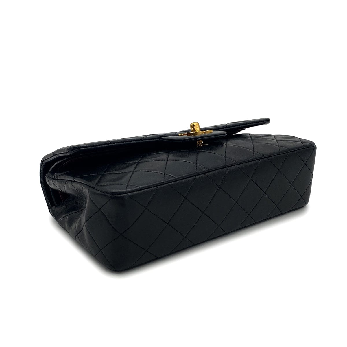 PURPOSE VINTAGE CHANEL CLASSIC FLAP SMALL CHAIN SHOULDER BAG BLACK LAMB SKIN GOLD HARDWARE 90324823