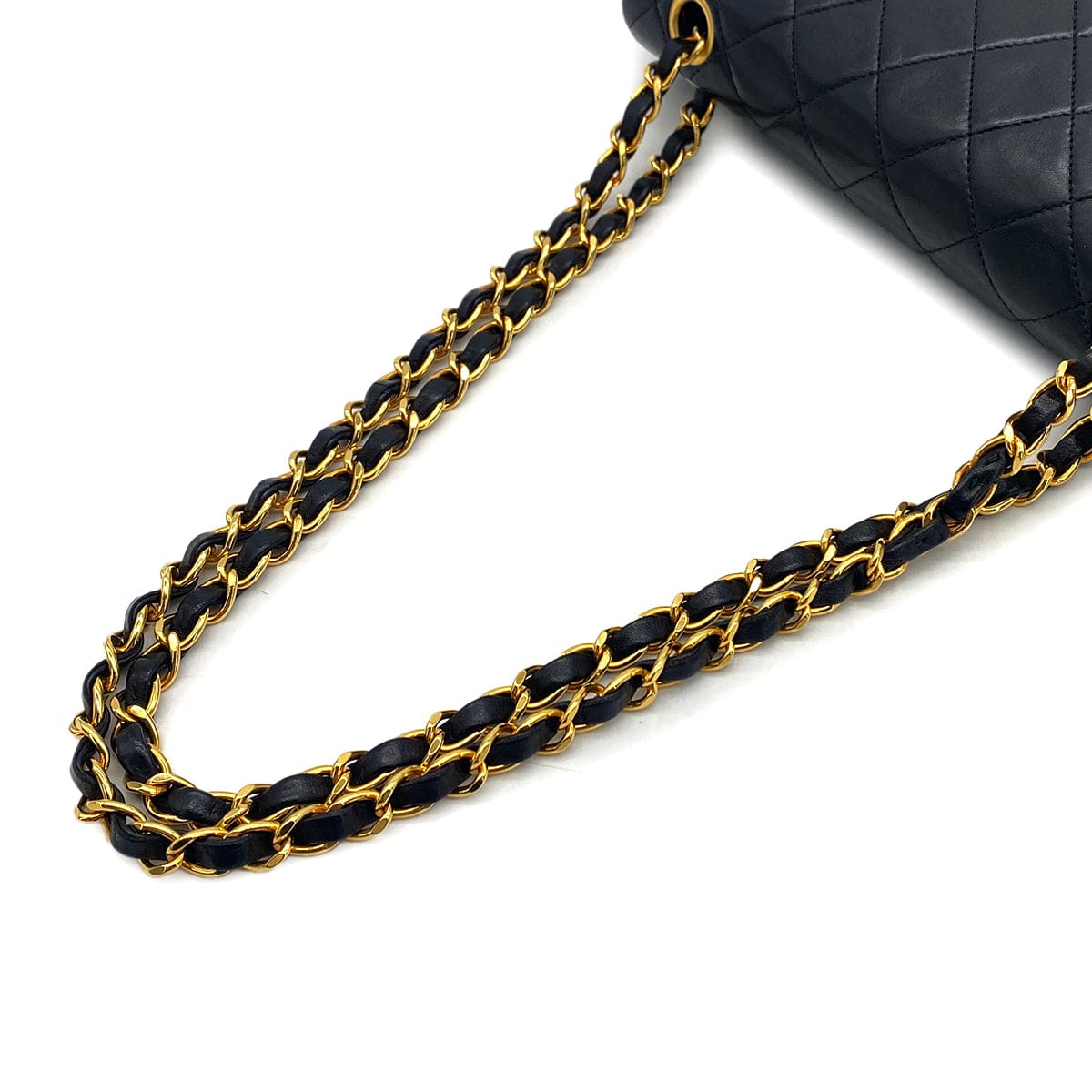 PURPOSE VINTAGE CHANEL CLASSIC FLAP SMALL CHAIN SHOULDER BAG BLACK LAMB SKIN GOLD HARDWARE 90325337