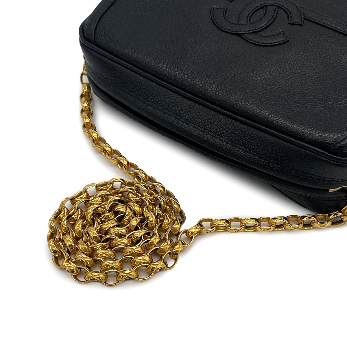 PURPOSE VINTAGE CHANEL COCOMARK BIJOU CHAIN SHUOLDER BAG BLACK CAVIAR SKIN GOLD HARDWARE 90324822