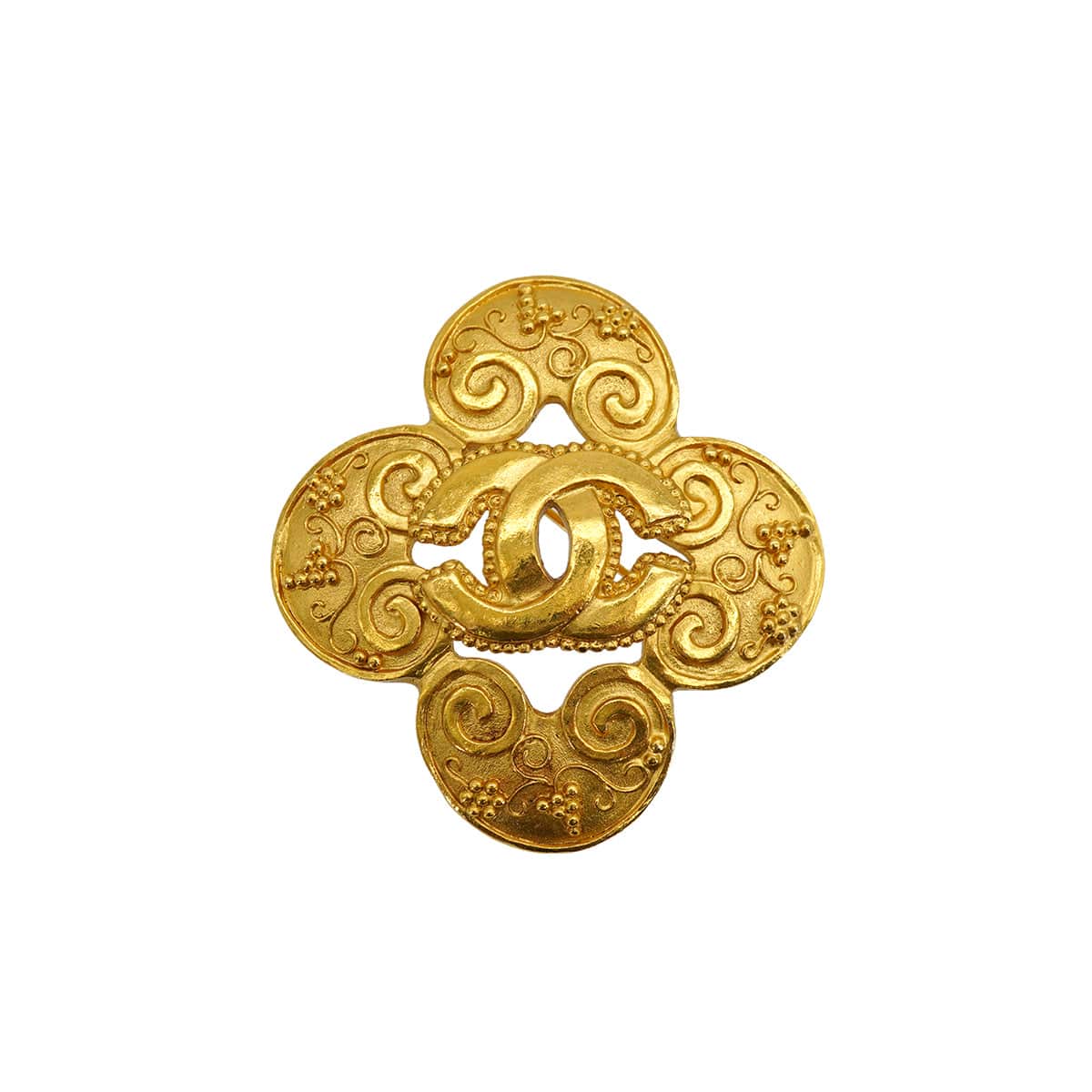 PURPOSE VINTAGE CHANEL COCOMARK BROOCH FLOWER GOLD ACCESSORY 96A 90326876