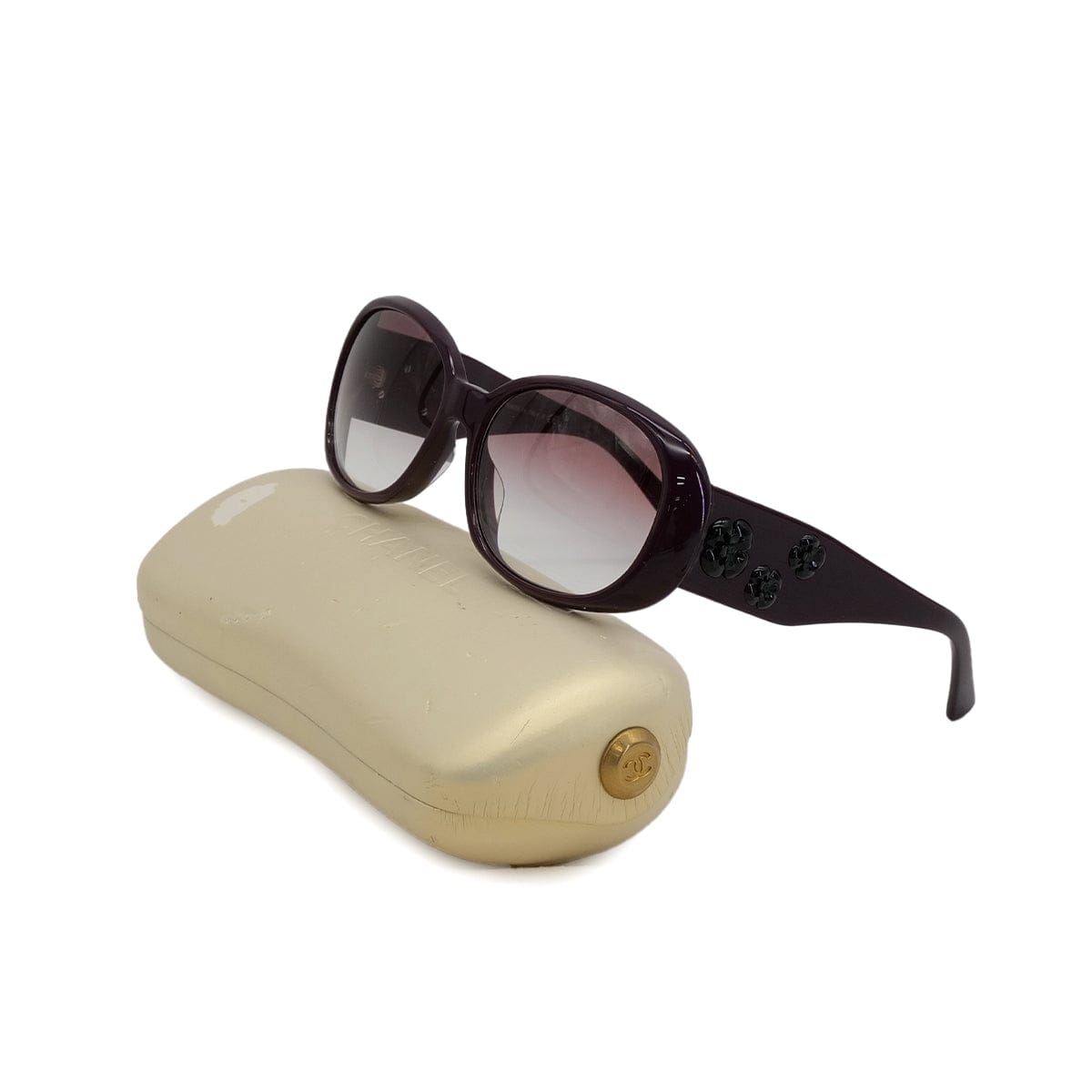 PURPOSE VINTAGE CHANEL COCOMARK CAMELLIA SUNGLASSES PURPLE EYEWEAR 90324115