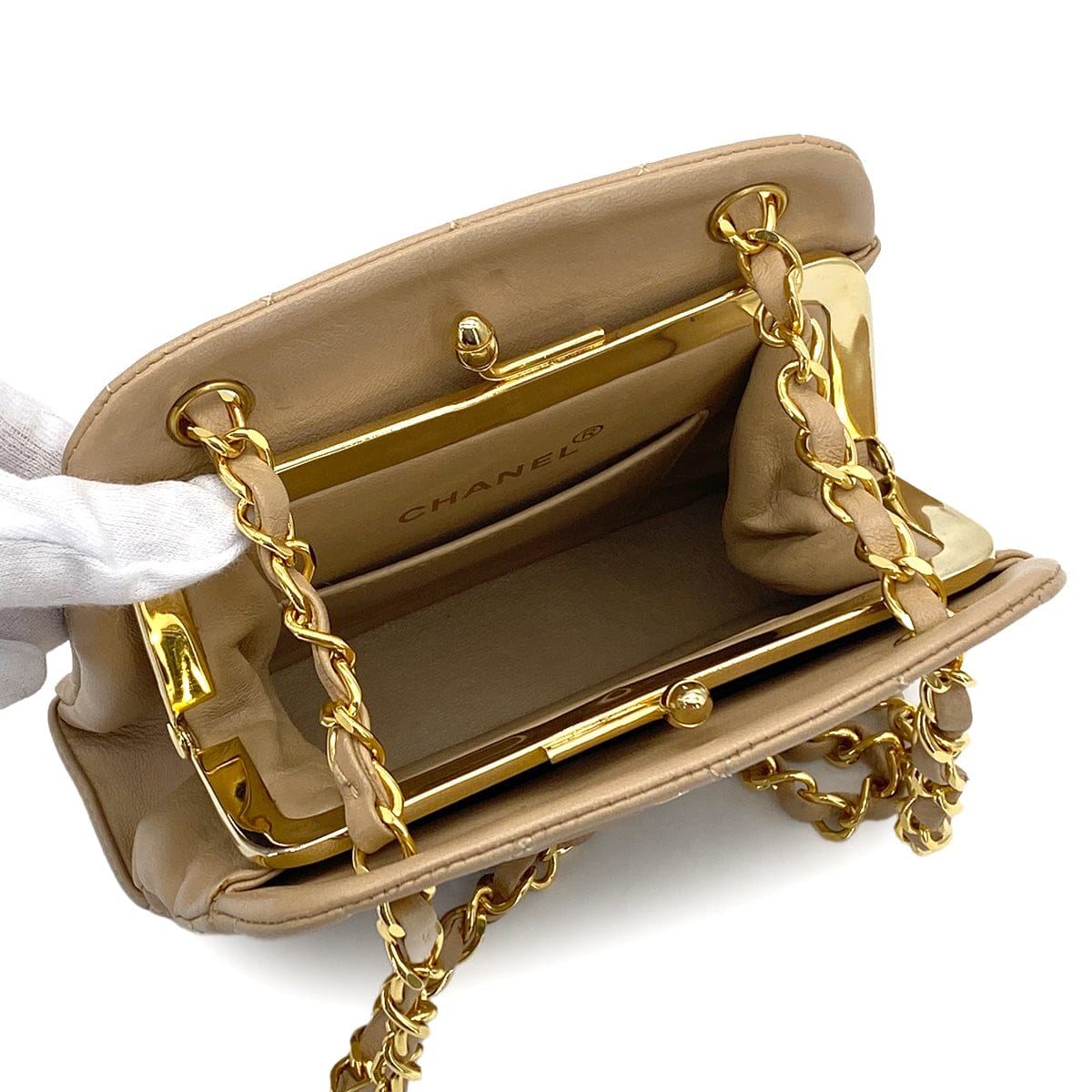 PURPOSE VINTAGE CHANEL COCOMARK MATELASSE CHAIN SHOULDER BAG BEIGE LAMB SKIN GOLD HARDWARE 90326209