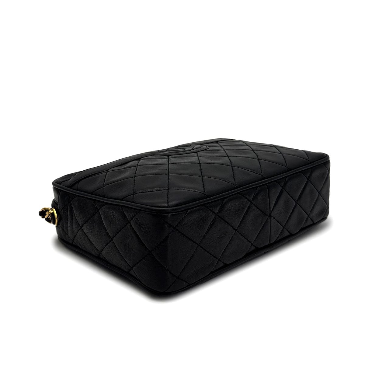 PURPOSE VINTAGE CHANEL COCOMARK MATELASSE FRINGE CHAIN SHUOLDER BAG BLACK LAMB SKIN GOLD HARDWARE 90321008